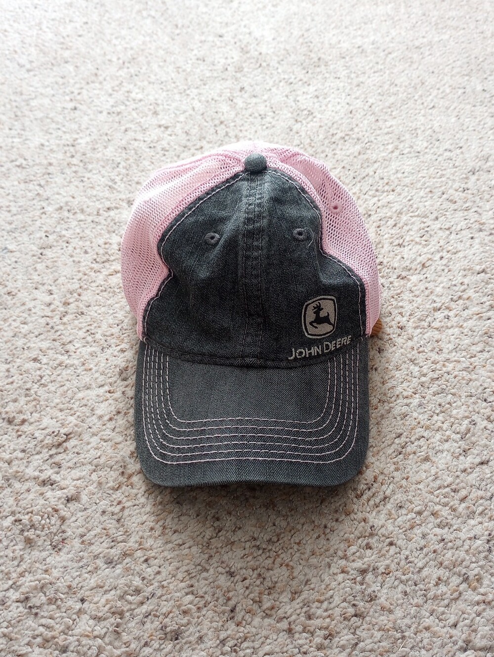 John Deere Pink & Gray Snap Back Hat Country Cowgirl Western